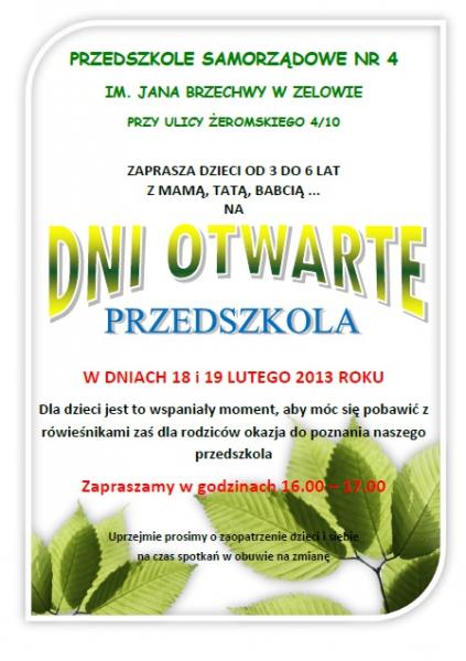 Dni otwarte w Przedszkolu Samorządowym nr 4 w Zelowie