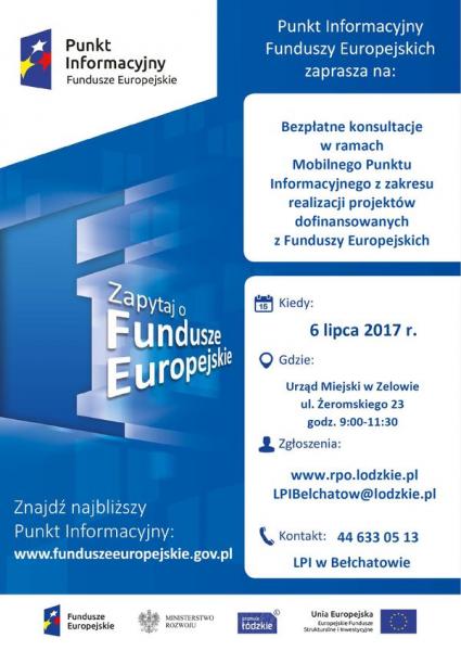 plakat o bezpłatnych szkoleniach z zakresu funduszy unijnych