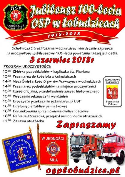 plakat 100 leie OSP Łobudzice
